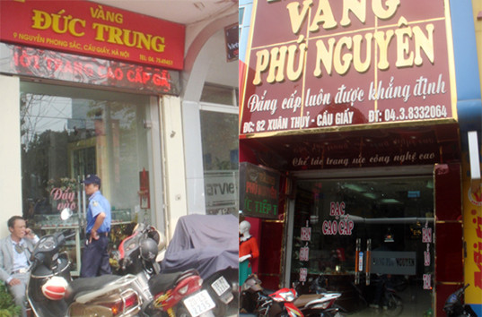 Tiệm vàng Đức Chung và Phú Nguyên bị đối tượng đe dọa tống tiền. Tiệm vàng Phú Nguyên và Đức Chung bị đối tượng đe dọa tống tiền.