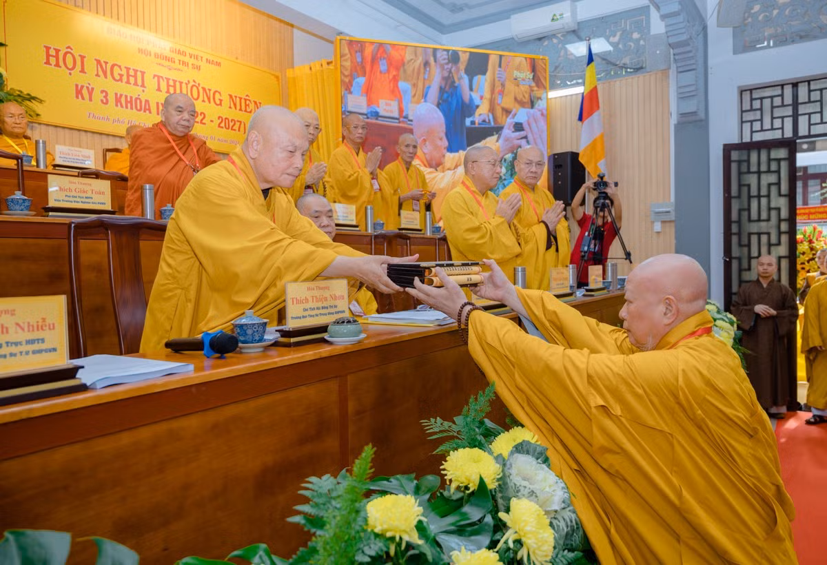Hòa thượng Thích Thiện Nhơn giữ vị trí Chủ tịch Hội đồng Trị sự GHPGVN từ năm 2015 đến nay. Ảnh: Đăng Huy.