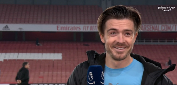 Grealish không biết nói gì về việc Man City có tỷ lệ kiểm soát bóng thấp kỷ lục trong trận đấu với Arsenal. Ảnh: Amazon Prime.