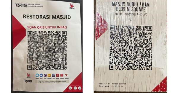 Mã "dỏm" (bên trái) và mã thật (bên phải) - nhưng nhìn mã QR thì đâu có ai phân biệt được thế nào là "dỏm". Ảnh: Instagram.