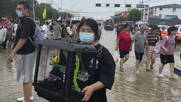 Một cô gái đi sơ tán do ngập lụt ở Trác Châu (tỉnh Hà Bắc, Trung Quốc) hôm 2/8, không quên mang theo cả chú chim cảnh. Ảnh: AP. Một cô gái đi sơ tán do ngập lụt ở Trác Châu (tỉnh Hà Bắc, Trung Quốc) hôm 2/8, không quên mang theo cả chú chim cảnh. Ảnh: AP.