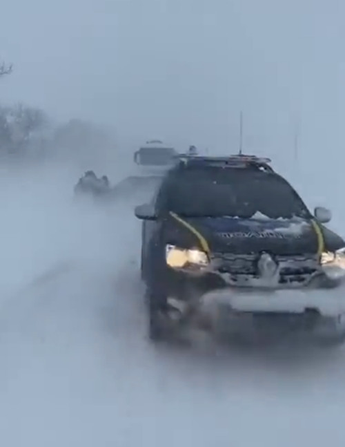 Bão tuyết ở Ukraine do bão Bettina. Ảnh: Nahel Belgherze.