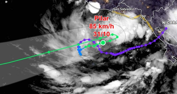 Đường đi như một chữ ký của bão Pilar. Ảnh: Zoom Earth, NOAA, NHC. Đường đi như một chữ ký của bão Pilar. Ảnh: Zoom Earth, NOAA, NHC.