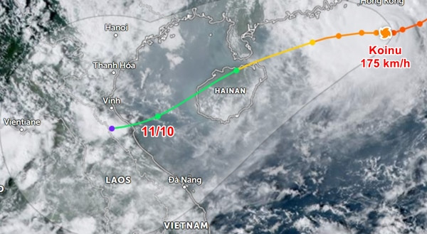 Dự báo vào chiều 7/10 của JTWC. Ảnh: Zoom Earth. Dự báo vào chiều 7/10 của JTWC. Ảnh: Zoom Earth.