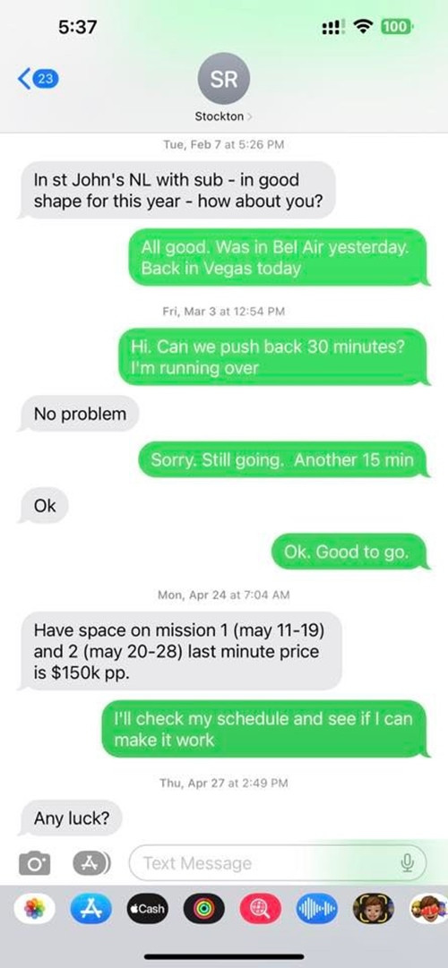 CEO của OceanGate còn giảm giá vé cho ông Bloom (ban đầu họ dự định lên đường vào cuối tháng 5, nhưng về sau đẩy lùi sang tháng 6). Ảnh: Jay Bloom.