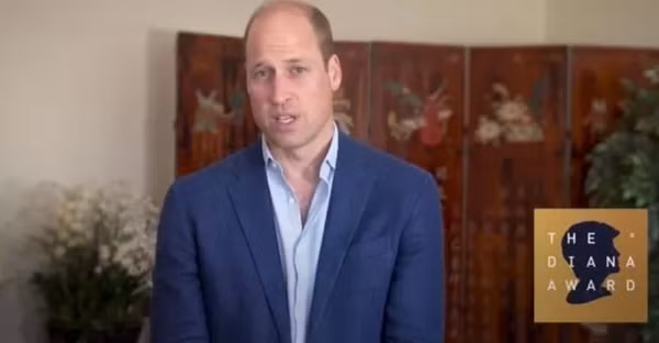 Hoàng tử William trong video của lễ trao giải. Ảnh: The Diana Award.