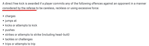 Nhiều tình huống sẽ được xử tùy vào đánh giá của trọng tài trên sân. (Ảnh chụp màn hình The IFAB).