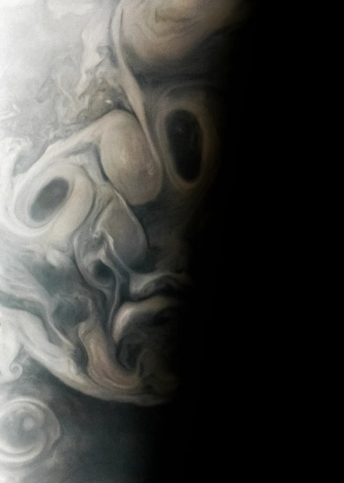 Hình ảnh "khuôn mặt trên sao Mộc" mà NASA đăng. Ảnh: NASA/ JPL-Caltech/ SwRI/MSSS.