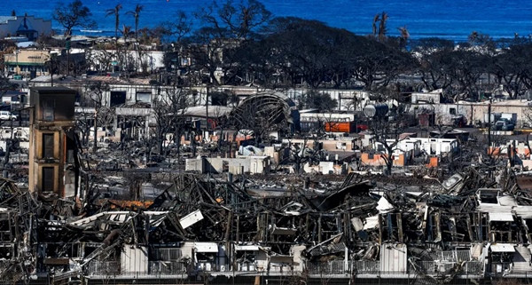 Những tòa nhà chỉ còn là đống đổ nát ở Lahaina, ảnh chụp ngày 16/8. Ảnh: Robert Gauthier/ Los Angeles Times via Getty Images. Những tòa nhà chỉ còn là đống đổ nát ở Lahaina, ảnh chụp ngày 16/8. Ảnh: Robert Gauthier/ Los Angeles Times via Getty Images.