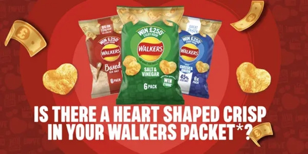 Thử thách tìm miếng khoai chiên hình trái tim. Ảnh: Walkers.