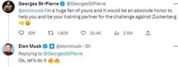 Musk đồng ý luyện tập với võ sĩ chuyên nghiệp. Ảnh: Twitter. Musk đồng ý luyện tập với võ sĩ chuyên nghiệp. Ảnh: Twitter.