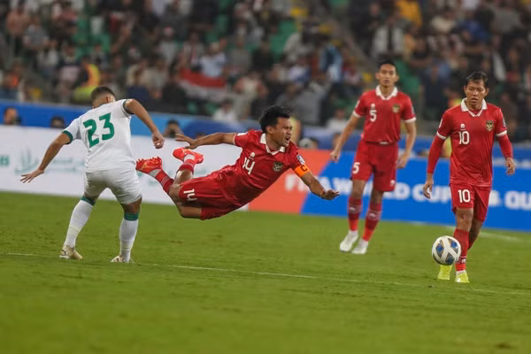 Trận ĐT Iraq 5-1 ĐT Indonesia. Ảnh: NABIL AL-JOURANI/ AP.