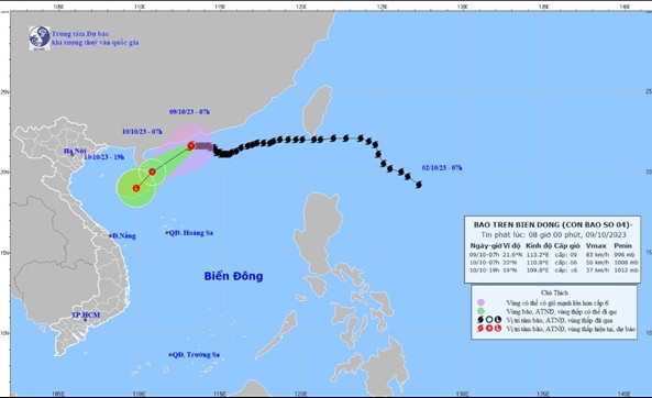 Dự báo vào sáng 9/10 của nước ta. Ảnh: Trung tâm Dự báo Khí tượng Thủy văn Quốc gia. Dự báo vào sáng 9/10 của nước ta. Ảnh: Trung tâm Dự báo Khí tượng Thủy văn Quốc gia.