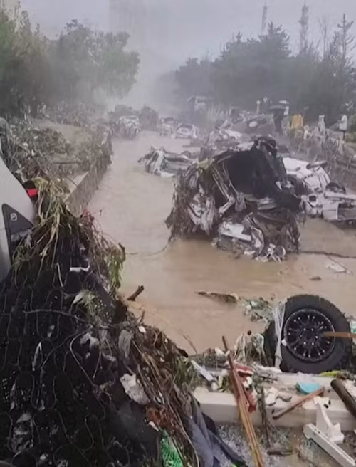 Ô tô hỏng nằm la liệt trên phố. Ảnh: ABC News.