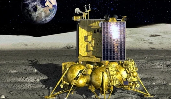 Hình ảnh minh họa tàu Luna-25 đáp xuống Mặt Trăng. Ảnh: The Primal Space.