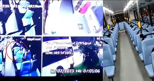 Những hình ảnh trên camera và thực tế trên xe buýt. Ảnh: Facebook.