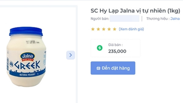 Sữa chua của thương hiệu Jalna có bán tại Việt Nam. (Ảnh chụp màn hình). Sữa chua của thương hiệu Jalna có bán tại Việt Nam. (Ảnh chụp màn hình).