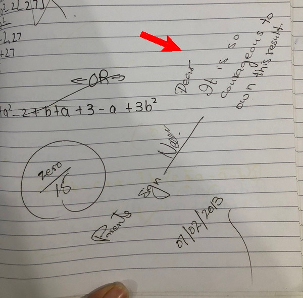 Dòng chữ động viên của mẹ Zainab. Ảnh: Zainab.