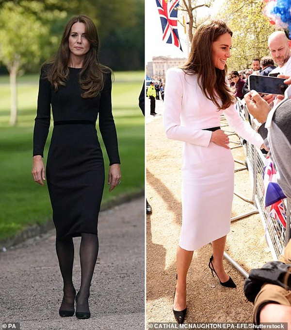 Kate hồi tháng 9/2022 (trái) và mới đây (phải). Ảnh: PA; Shutterstock. Kate hồi tháng 9/2022 (trái) và mới đây (phải). Ảnh: PA; Shutterstock.