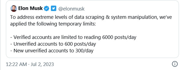 Thông báo của Elon Musk không đề cập đến việc Twitter bị lỗi. (Ảnh chụp màn hình Twitter). Thông báo của Elon Musk không đề cập đến việc Twitter bị lỗi. (Ảnh chụp màn hình Twitter).