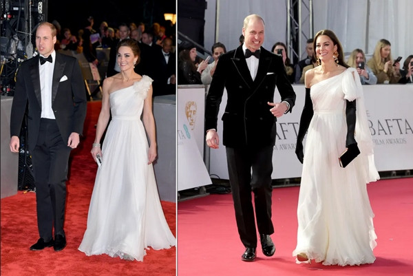 Kate mặc cùng một bộ váy vào năm 2019 (trái) và 2023 (phải). Ảnh: Getty.