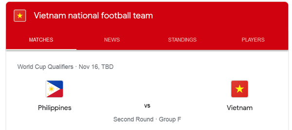 Việt Nam đá vòng loại World Cup dự kiến vào ngày 16/11. (Ảnh chụp màn hình). Việt Nam đá vòng loại World Cup dự kiến vào ngày 16/11. (Ảnh chụp màn hình).