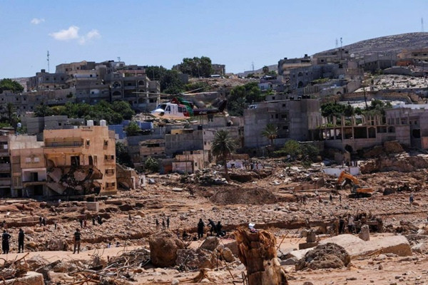 1/4 thành phố Derna được cho là đã "biến mất" sau bão và lũ lụt, ảnh chụp ngày 13/9. Ảnh: Esam Omran Al-Fetori/ Reuters.