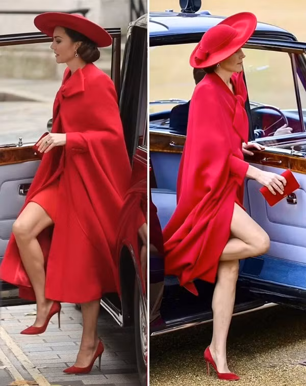 Kate khiến ai cũng bất ngờ khi cô bước xuống xe. Ảnh: Instagram.
