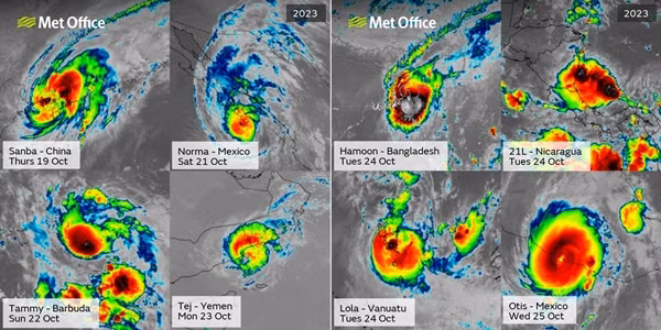 8 cơn bão đổ bộ khắp thế giới chỉ trong một tuần. Ảnh: Met Office.
