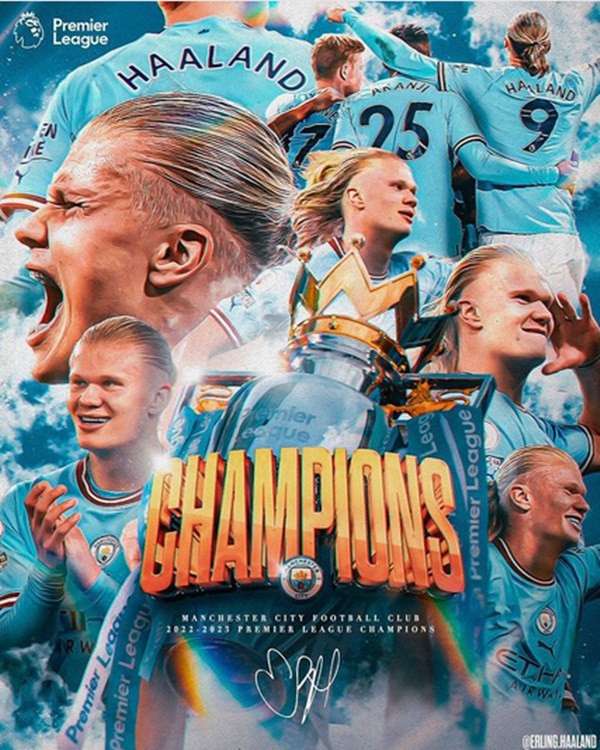 Hình ảnh Haaland đăng sau khi Man City vô địch Ngoại hạng Anh. Ảnh: Instagram.
