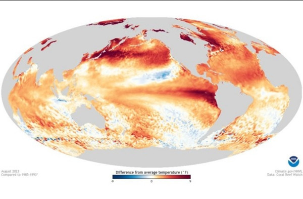 Nhiệt độ kỷ lục đã được ghi nhận ở nhiều quốc gia và nhiều đại dương trên thế giới trong năm 2023. Ảnh: Discover Magazine. Nhiệt độ kỷ lục đã được ghi nhận ở nhiều quốc gia và nhiều đại dương trên thế giới trong năm 2023. Ảnh: Discover Magazine.
