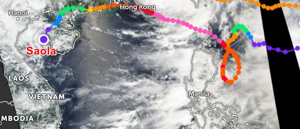 Bão số 3 (bão Saola) xuất phát từ gần đảo Guam, vào biển Philippines, rồi vào Vịnh Bắc Bộ. Ảnh: Zoom Earth, NASA, JTWC. Bão số 3 (bão Saola) xuất phát từ gần đảo Guam, vào biển Philippines, rồi vào Vịnh Bắc Bộ. Ảnh: Zoom Earth, NASA, JTWC.