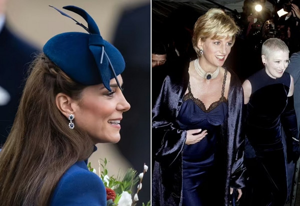 Kate đeo đôi khuyên tai mà Công nương Diana từng rất yêu thích. Ảnh: Getty. Kate đeo đôi khuyên tai mà Công nương Diana từng rất yêu thích. Ảnh: Getty.