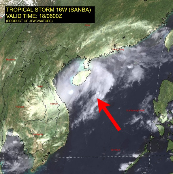 Ảnh vệ tinh hồng ngoại về cơn bão số 5 (bão Sanba). Ảnh: JTWC. Ảnh vệ tinh hồng ngoại về cơn bão số 5 (bão Sanba). Ảnh: JTWC.