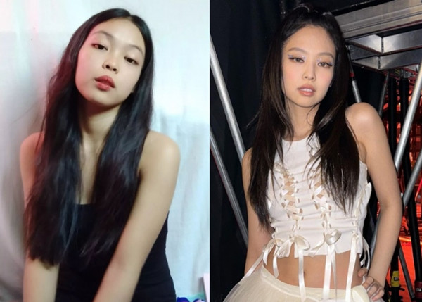 Rowena (trái) có hình dáng khuôn mặt và các đường nét rất giống Jennie BLACKPINK (phải). Ảnh: Instagram.