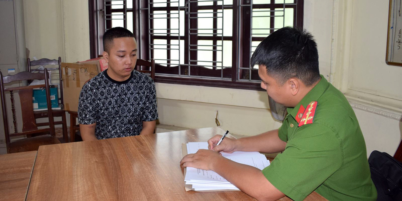 Đào Văn Sáng tại cơ quan công an.