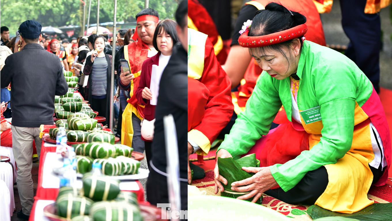 Các đội thi gói 5 bánh chưng chay, 5 bánh mặn. Các đội thi gói 5 bánh chưng chay, 5 bánh mặn.