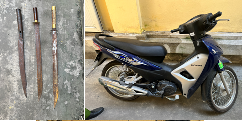 Dao kiếm các đối tượng sử dụng để đi cướp xe máy và tài sản của người dân.