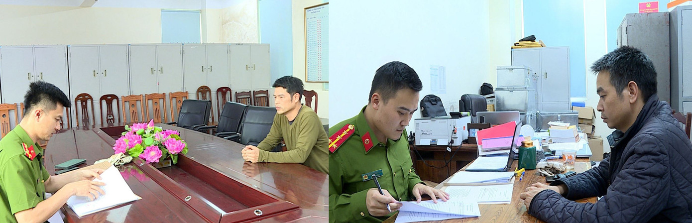 Bị can Nguyễn Trung Hiếu và Cao Xuân Sang tại cơ quan công an. Bị can Nguyễn Trung Hiếu và Cao Xuân Sang tại cơ quan công an.