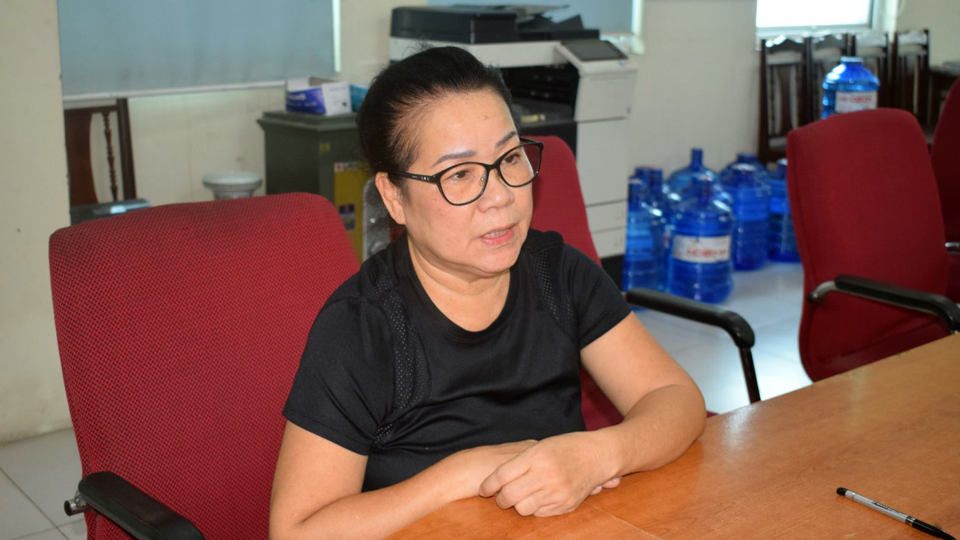 Bị can Nguyễn Thị Dung tại cơ quan công an. Bị can Nguyễn Thị Dung tại cơ quan công an.