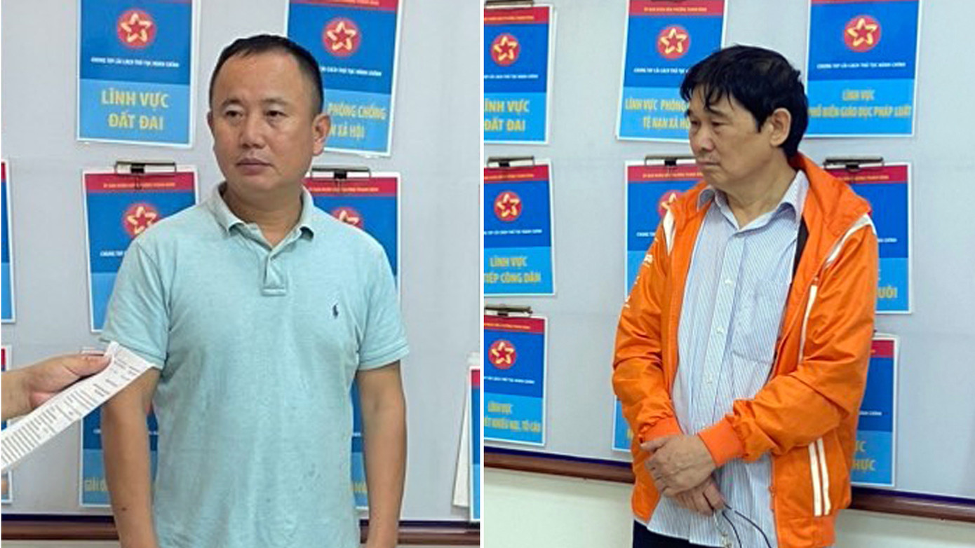 Bị can Quách Văn Hưng (trái ảnh) và Trần Văn Tuấn tại cơ quan công an. Bị can Quách Văn Hưng (trái ảnh) và Trần Văn Tuấn tại cơ quan công an.