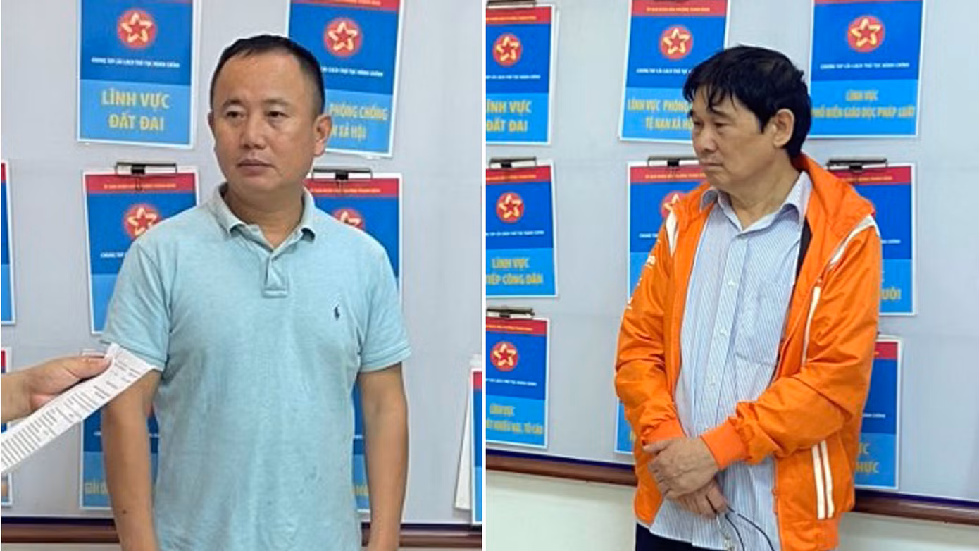 Bị can Quách Văn Hưng (trái ảnh) và Trần Văn Tuấn tại cơ quan công an. Bị can Quách Văn Hưng (trái ảnh) và Trần Văn Tuấn tại cơ quan công an.