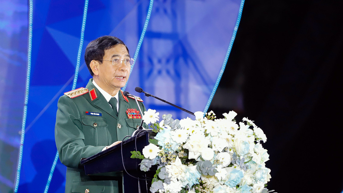 Đại tướng Phan Văn Giang - Bộ trưởng Bộ Quốc phòng phát biểu tại buổi lễ trao giải.