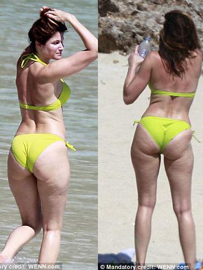 Tuy nhiên cơ thể của cựu người mẫu đã có dấu vết của thời gian