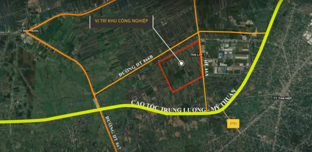 Vị trí quy hoạch Khu công nghiệp Tân Phước 1.