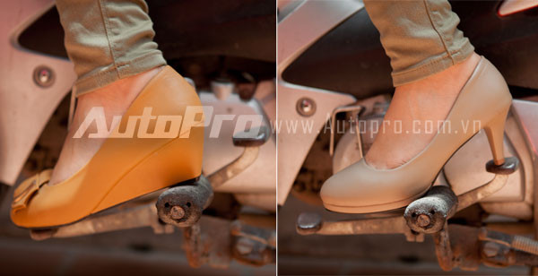 Chọn dép đế xuồng để có thể dễ dàng hơn khi đạp chân phanh và về số . Chọn dép đế xuồng để có thể dễ dàng hơn khi đạp chân phanh và về số