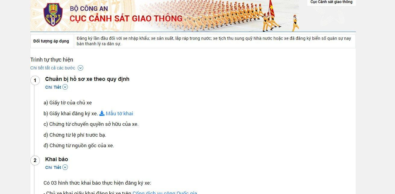 Cục CSGT hướng dẫn người dân chuẩn bị hồ sơ cần thiết để khai, làm thủ tục đăng ký online