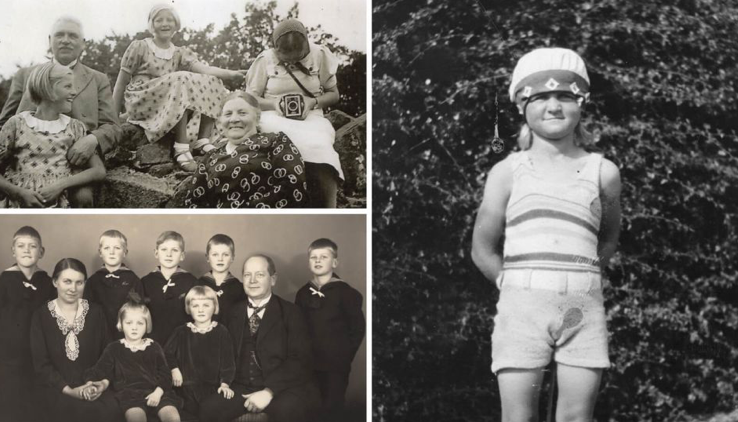 Kirsten (giữa ảnh trên) và chị gái Inger (bên phải ảnh dưới) chụp ảnh cùng gia đình hồi những năm 1930 Kirsten (giữa ảnh trên) và chị gái Inger (bên phải ảnh dưới) chụp ảnh cùng gia đình hồi những năm 1930