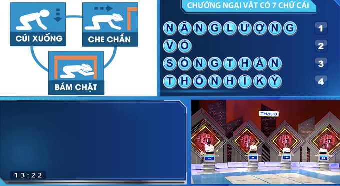 Vân Thủy đã giải đáp được ẩn số Chướng ngại vật là "Động đất". Vân Thủy đã giải đáp được ẩn số Chướng ngại vật là "Động đất".