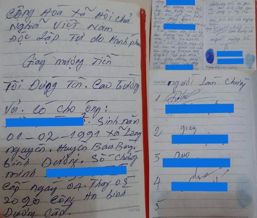 Giấy mà anh Vũ nói cho V mượn tiền và thế chấp xe ô tô. Giấy mà anh Vũ nói cho V mượn tiền và thế chấp xe ô tô.